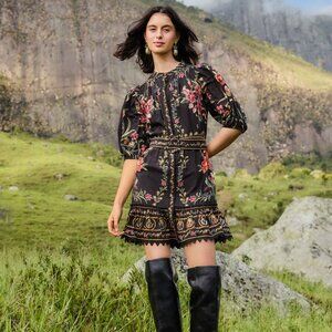 NWT FARM Rio Black Belle Garden Lace Belted Whimsigoth Fairy Girly Dress SZ XL